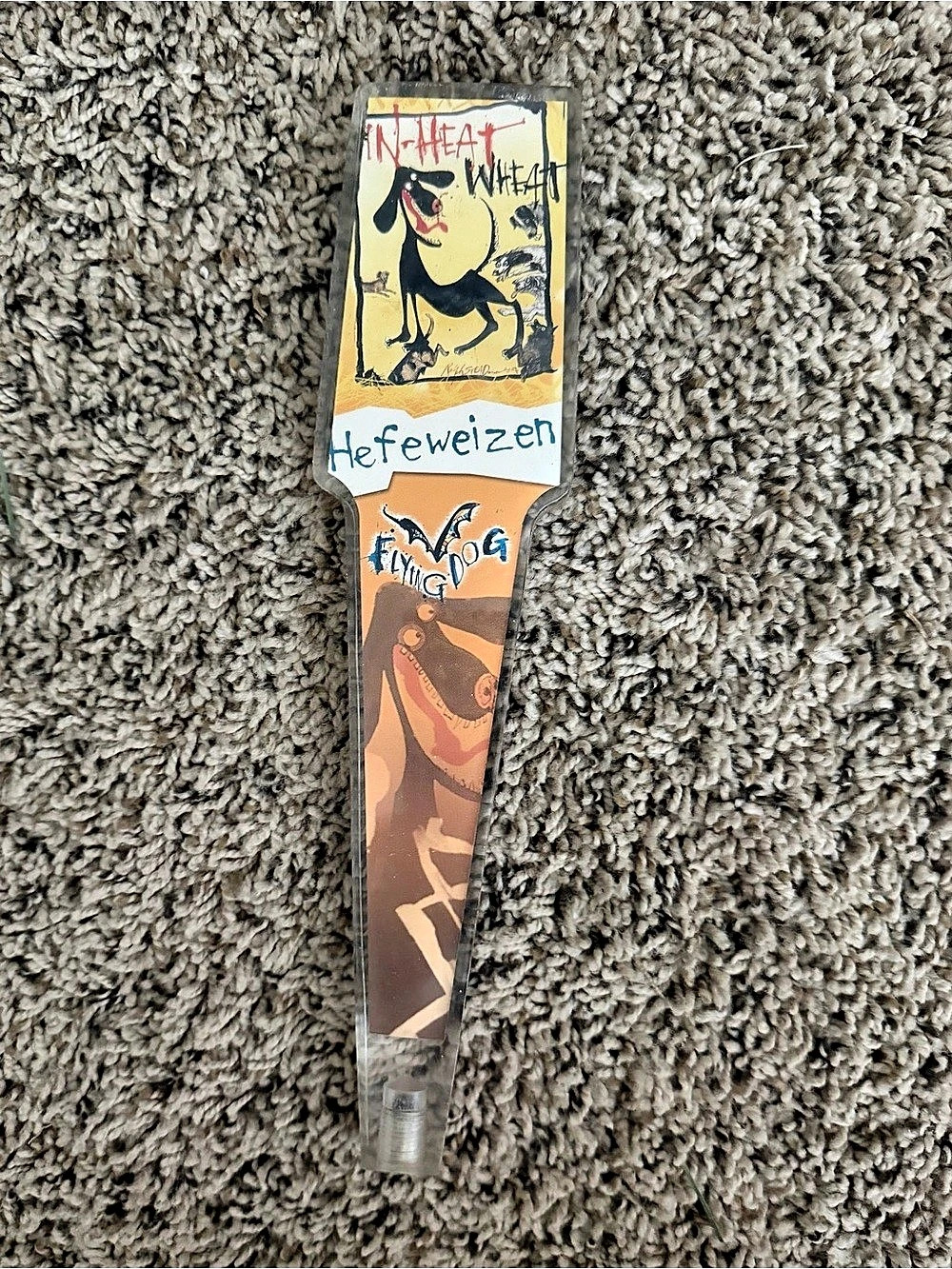 Flying Dog Brewery In-Heat Wheat Hefeweizen Tap Handle Brown & Yellow